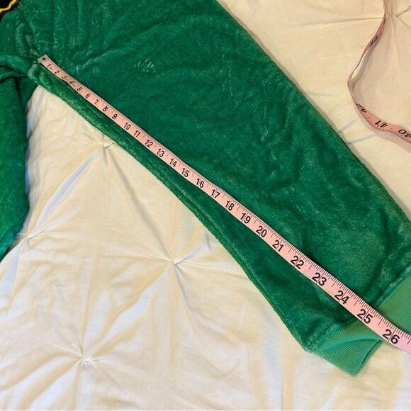 Awake Green Santa's Elves Fleece Zip-Up Onesies Pajamas Costume Size Small - Picture 6 of 8